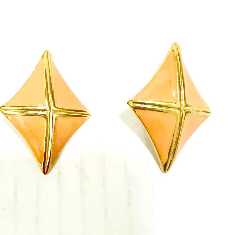 Rare vintage jewelry antique gold enamel clip earrings
